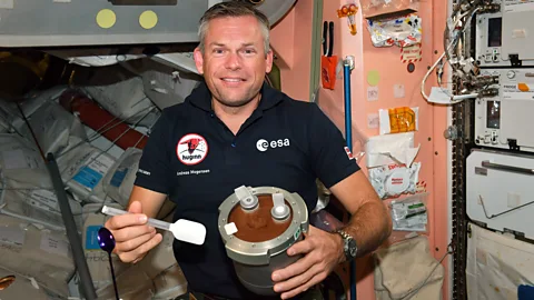 ESA/Nasa ESA astronaut Andreas Mogensen experimented with making chocolate mousse during his latest trip (Credit: ESA/Nasa)