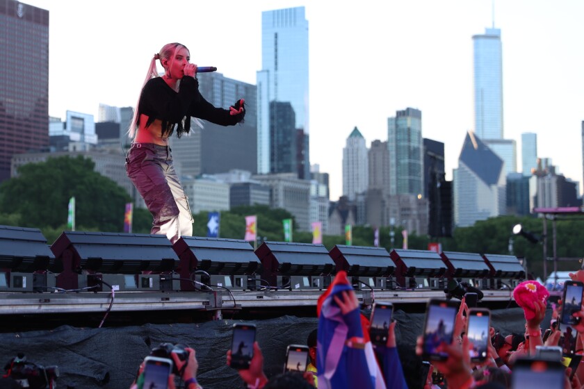 Young Miko performs Saturday at the Sueños Music Festival in Grant Park in Chicago.