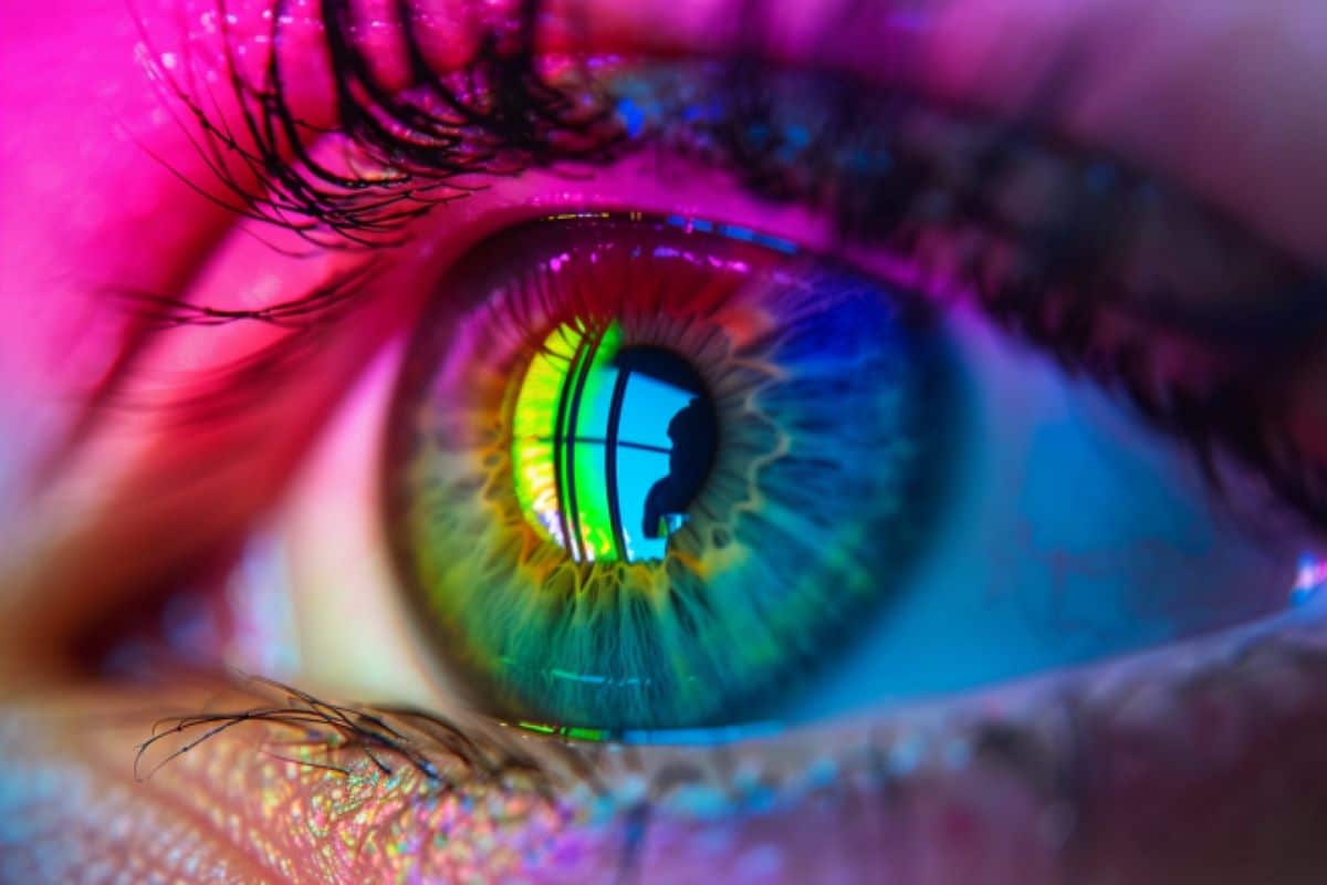 This shows a rainbow colored eye.