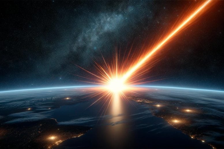 A Cosmic Ray Hits Earth Illustration Art Concept