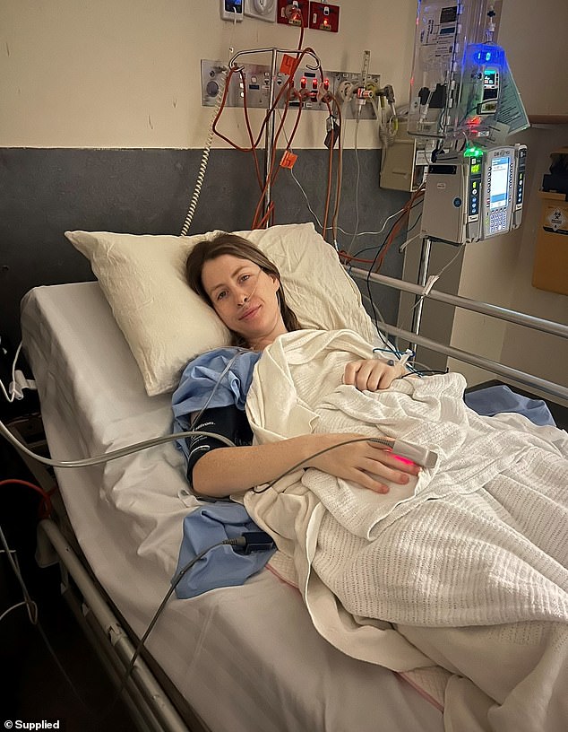 Melissa Dunmore, from Melbourne, learned the news on February 8 after surgeons discovered a 20cm tumor in her colon along with 11 tiny precancerous polyps.