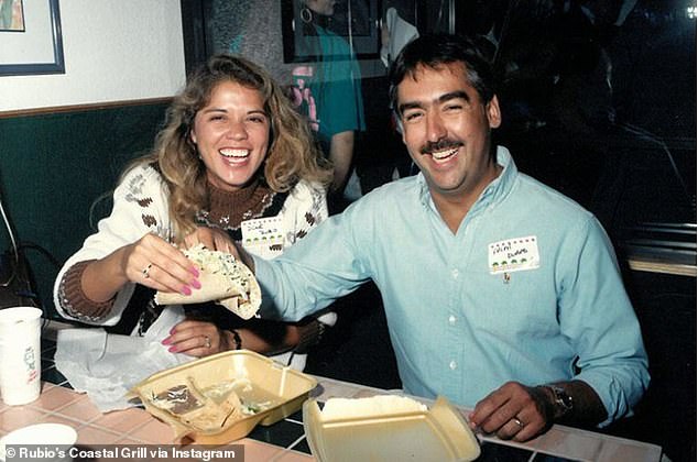 Ralph and his wife, Dione Rubio in 1989, at the grand opening of Rubio's Encinitas store