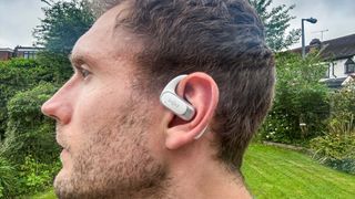 Man wearing the Shokz OpenFit Air