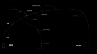 Flight profile of a SpaceX Starship rocket test with thrusters and a spacecraft falling into the ocean