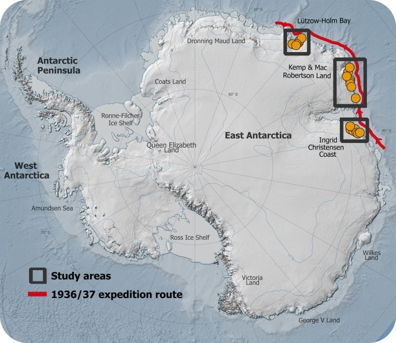 Map of the historic Antarctic expedition