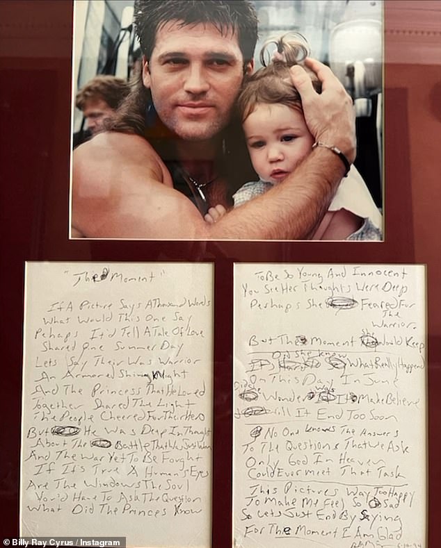 Billy shared a photo of himself with his daughter Miley along with a poem he wrote for her on Friday amid reported breakup