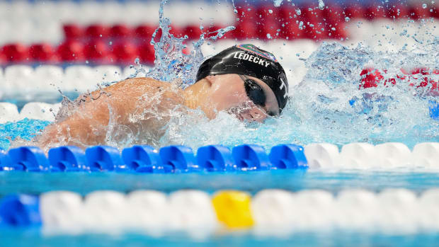 Katie Ledecky competes in the 400 freestyle final at the U.S. Olympic Swimming Trials.