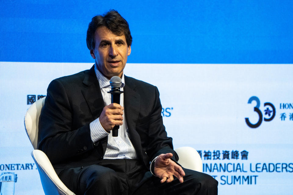 Marc Rowan, CEO of Apollo Global Management, during the Markets, Trends and Opportunities panel at the Global Hong Kong Global Financial Leaders Investment Summit on November 7, 2023 in Hong Kong, China.  The Hong Kong Financial Leaders' Global Investment Summit, hosted by the city's central bank, the Hong Kong Monetary Authority, is being held at the Four Seasons Hotel with the theme Living with Complexity, attended by financial executives present at the event.  (Photo by Vernon Yuen/NurPhoto via Getty Images)