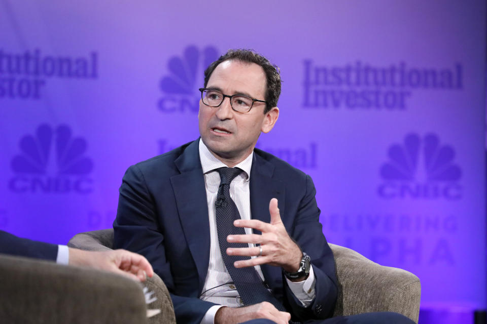 DELIVERING ALPHA -- CNBC's David Faber interviews Jonathan Gray, president and COO of Blackstone, at the CNBC Institutional Investor Delivering Alpha conference July 18 in New York.  (Seated: Jonathan Gray, President and Chief Operating Officer, Blackstone).  -- (Photo by: Heidi Gutman/CNBC/NBCU Photo Bank/NBCUniversal via Getty Images)