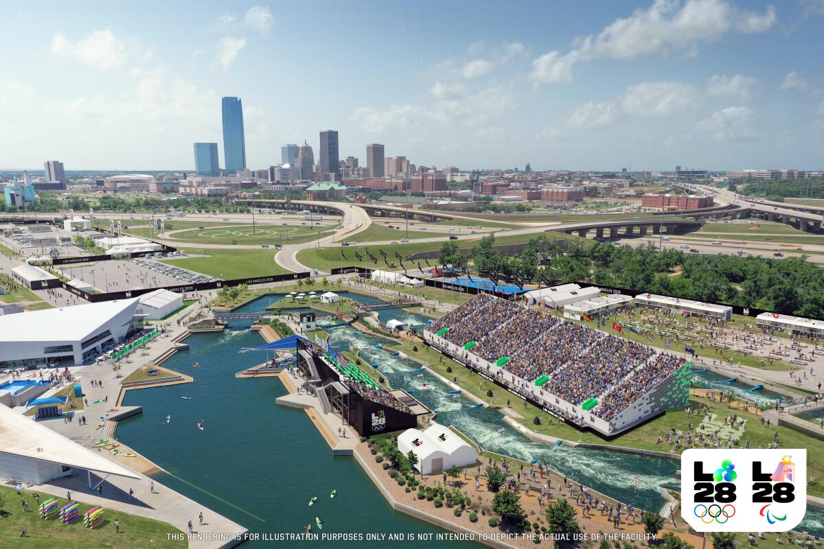 A rendering of the canoe slalom site in Oklahoma City.