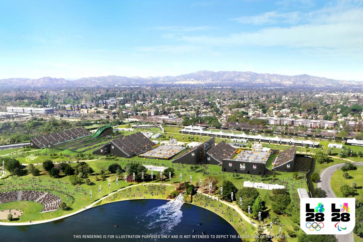 A rendering of the Sepulveda Basin Recreation Area, which is expected to host several Olympic events.