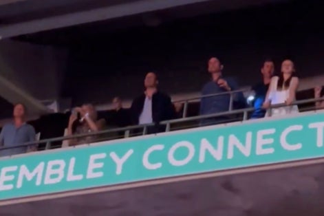 Prince William was filmed dancing at Taylor Swift's first concert at Wembley Stadium.