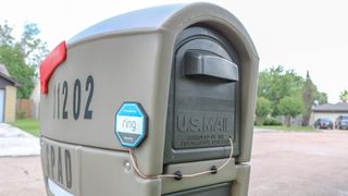 The Ring Mailbox Sensor antenna installed on the back of a mailbox