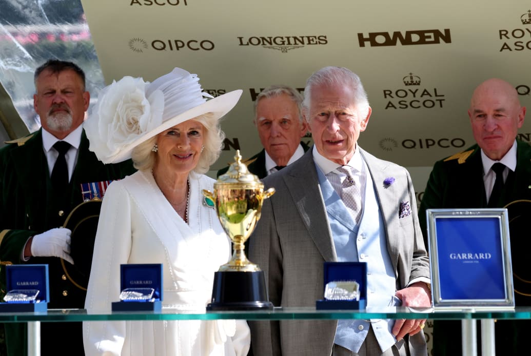 King Charles and Queen Camilla before the presentation of the Gold Cup at 4:25 p.m.