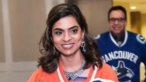 Shelina Gwaduri Shelina Gwaduri pictured on her wedding day nine years ago, donning an Edmonton Oilers jersey