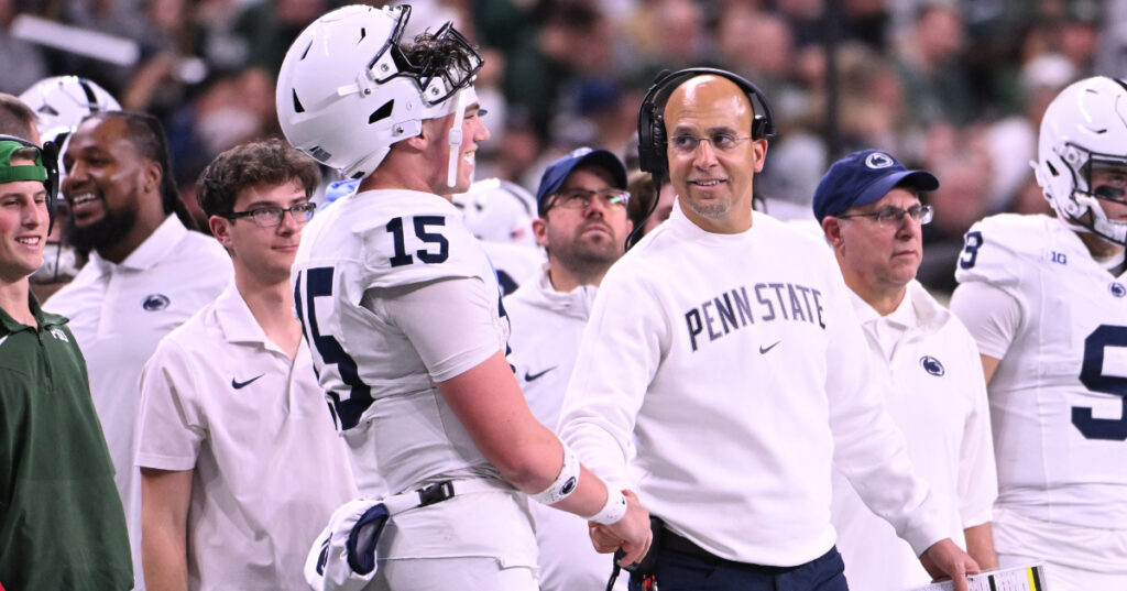 Penn State quarterback Drew Allar, coach James Franklin