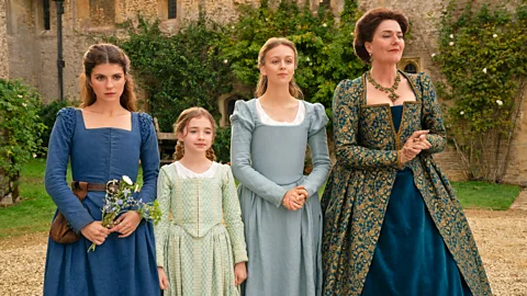 Amazon Prime Video's Emily Bader (left) stars in the series, a fun romance that clearly makes no pretensions to historical accuracy (Credit: Amazon Prime Video)