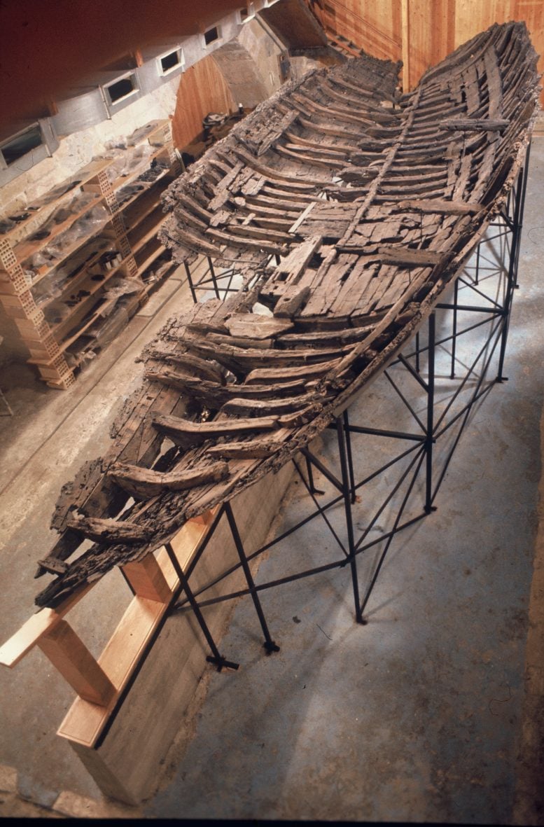 Remains of the hull of the ship Kyrenia