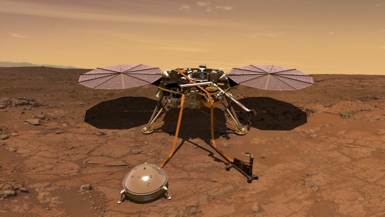 Artist's impression of the InSight lander on Mars