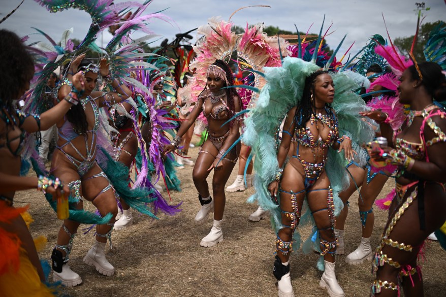 Members of Notting Hill Carnival perform.