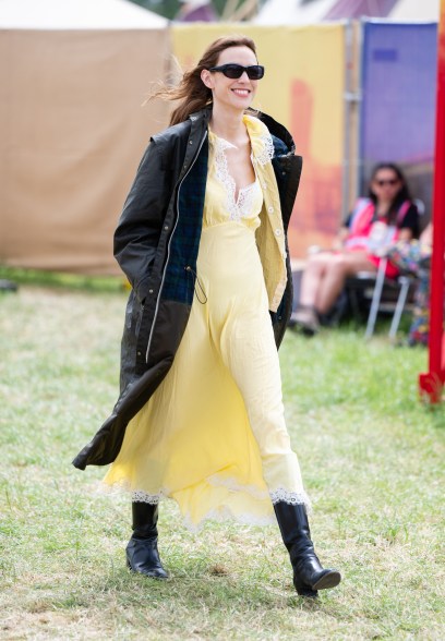 Lexa Chung during day three of the 2024 Glastonbury Festival at Worthy Farm, Pilton on June 28, 2024 in Glastonbury, England.