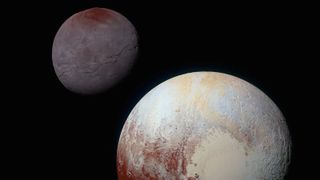 Artistic interpretation of Pluto and its moon Charon