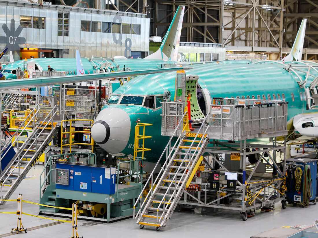 Boeing 737 Max planes are seen in various stages of assembly at the Boeing factory in Renton, Washington, last Tuesday.