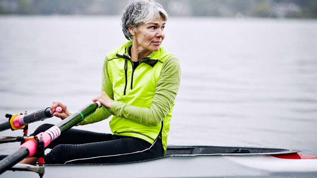 older woman, rower