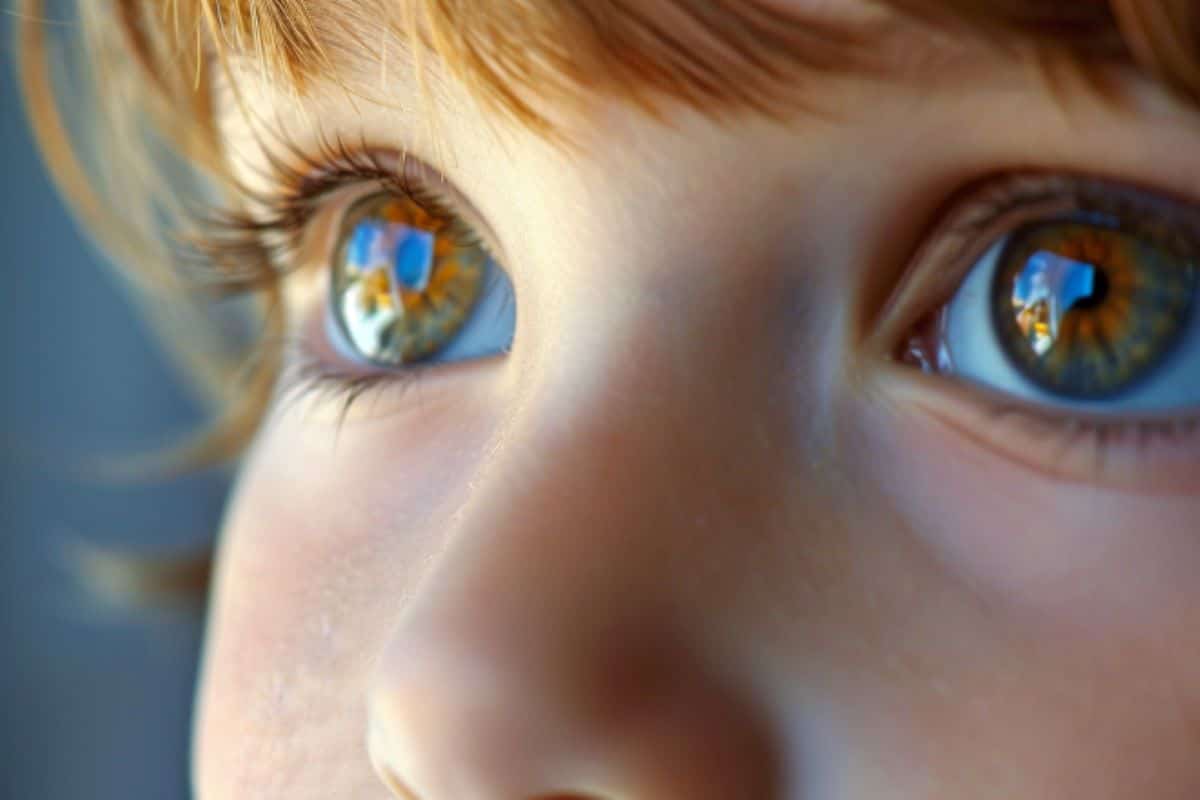 This shows the eyes of a child.