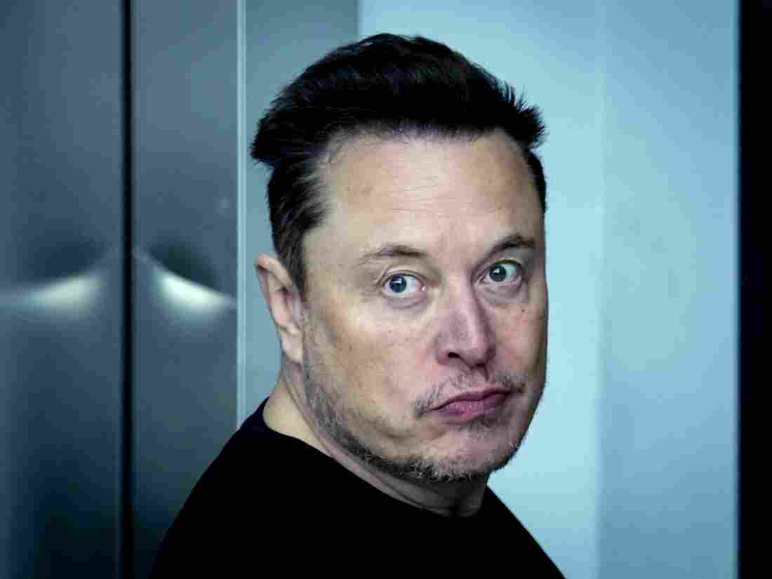 Tesla CEO Elon Musk leaves the Tesla Gigafactory for electric cars after a visit to Gruenheide near Berlin on March 13, 2024.