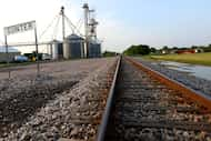 The railroad tracks in Gunter, Texas, Thursday evening, April 18, 2024. BNSF was...