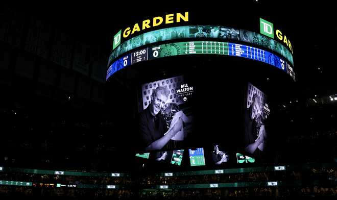 Former NBA player Bill Walton is remembered before Game 1 of the 2024 NBA Finals between the Dallas Mavericks and the Boston Celtics at TD Garden on June 6, 2024 in Boston, Massachusetts.