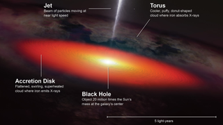 An illustration showing the anatomy of the supermassive black hole and the AGN at the heart of NGC 4151