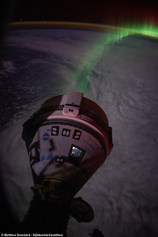 Incredible: NASA astronaut Matthew Dominick shared his view of auroras above Earth as seen from the International Space Station (ISS) with Boeing's Starliner in the foreground.