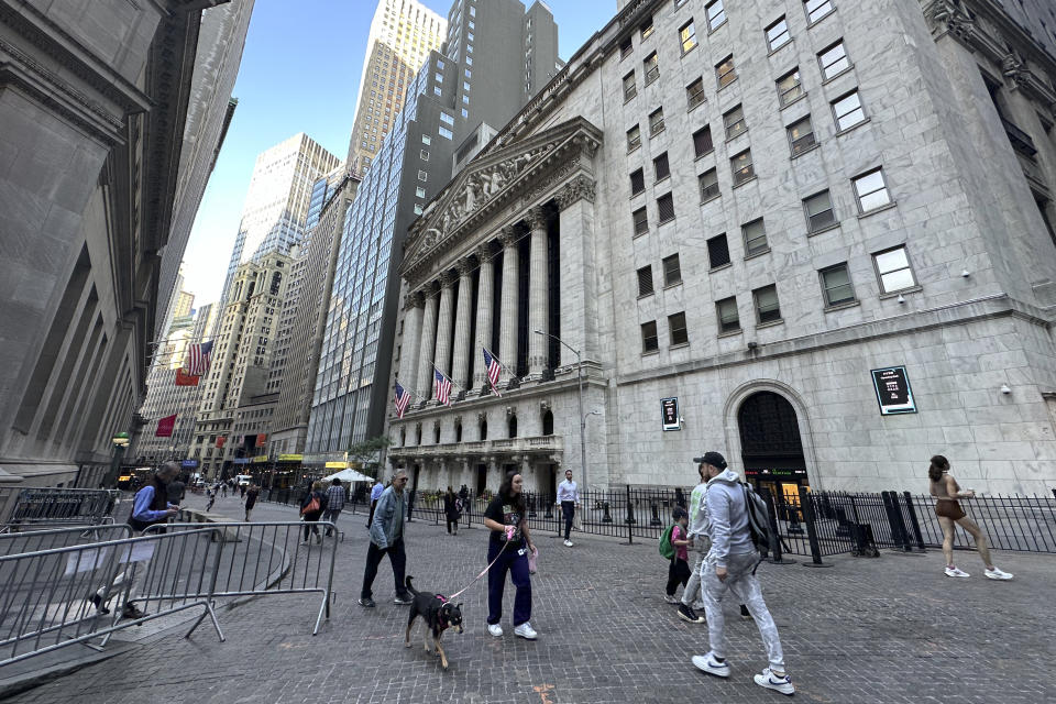 The New York Stock Exchange trades on Wednesday, June 12, 2024 in New York.  US markets are up slightly in anticipation of a Federal Reserve decision on interest rates and the latest government data on consumer prices.  (AP Photo/Peter Morgan)