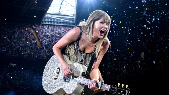 Taylor Swift performs on stage during 