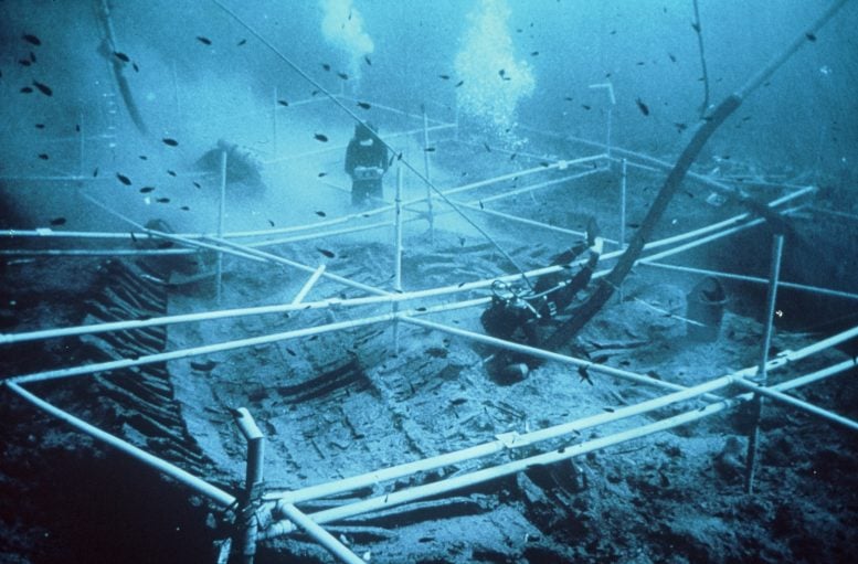 Hull of the ship Kyrenia during excavations