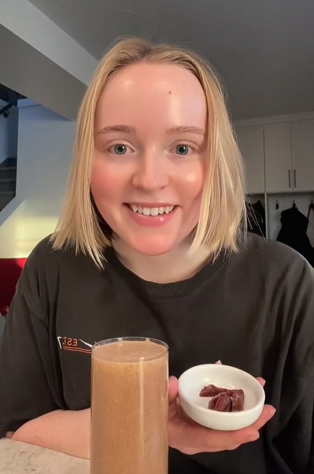 On TikTok, a wellness influencer posting under the name @healthwmac shares snippets of her bizarre diet - which includes chunks of raw liver for a snack