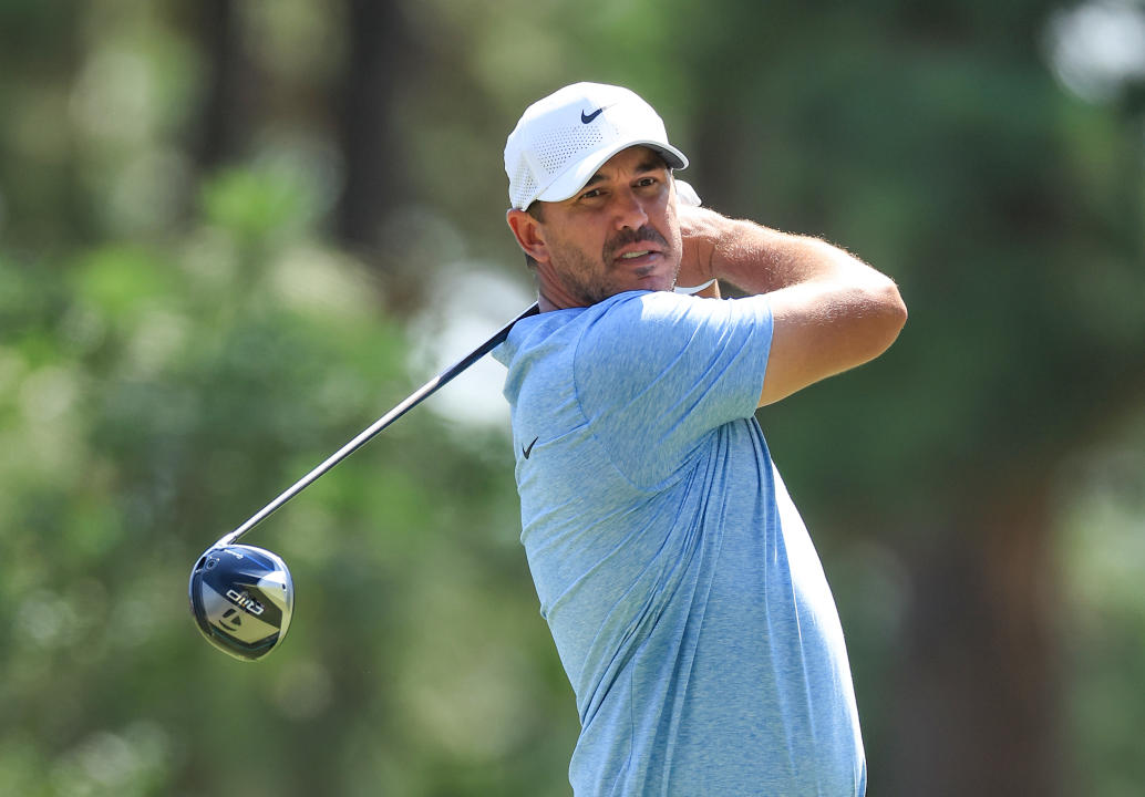 PINEHURST, NORTH CAROLINA - JUNE 13: Brooks Koepka of the United States plays his tee shot on the 11th hole during the first round of the 2024 US Open on Course #2 at Pinehurst Resort on June 13, 2024 in Pinehurst, North Carolina.  (Photo by David Cannon/Getty Images)