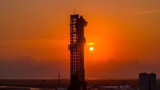 SpaceX's giant Starship rocket on the pad at Starbase, the company's site in South Texas, in June 2024, ahead of a planned test flight.