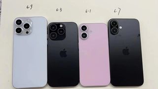 Four so-called iPhone 16 mannequins, with their sizes listed.