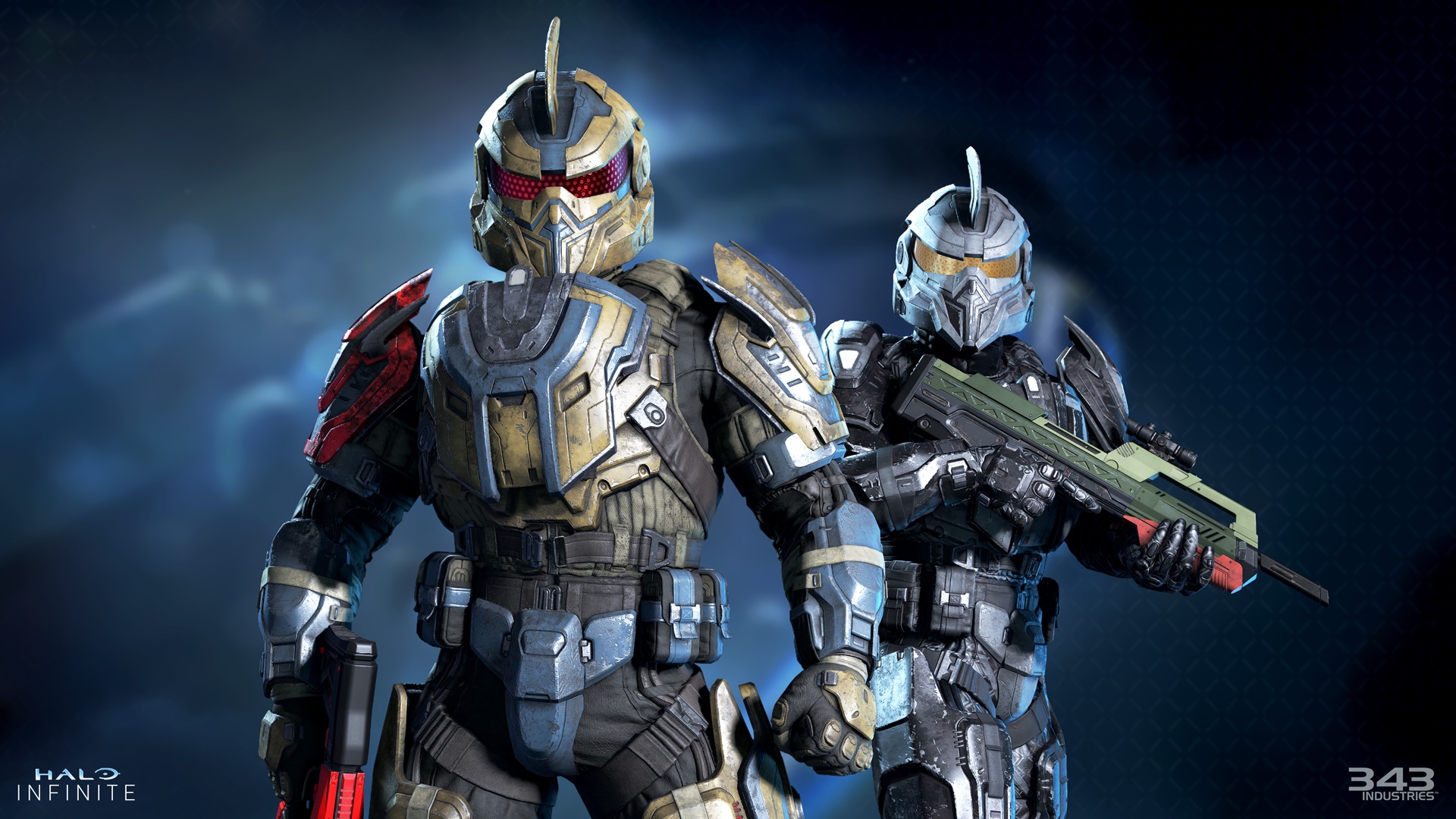 Screenshot from Anvil press kit showing two Spartans in ASSAILER armor