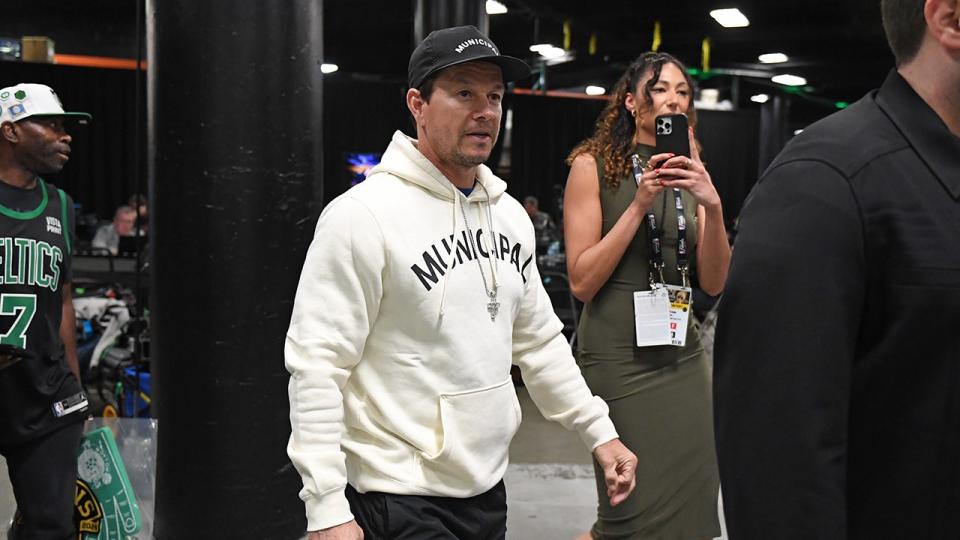 Mark Wahlberg wearing a municipal sweatshirt