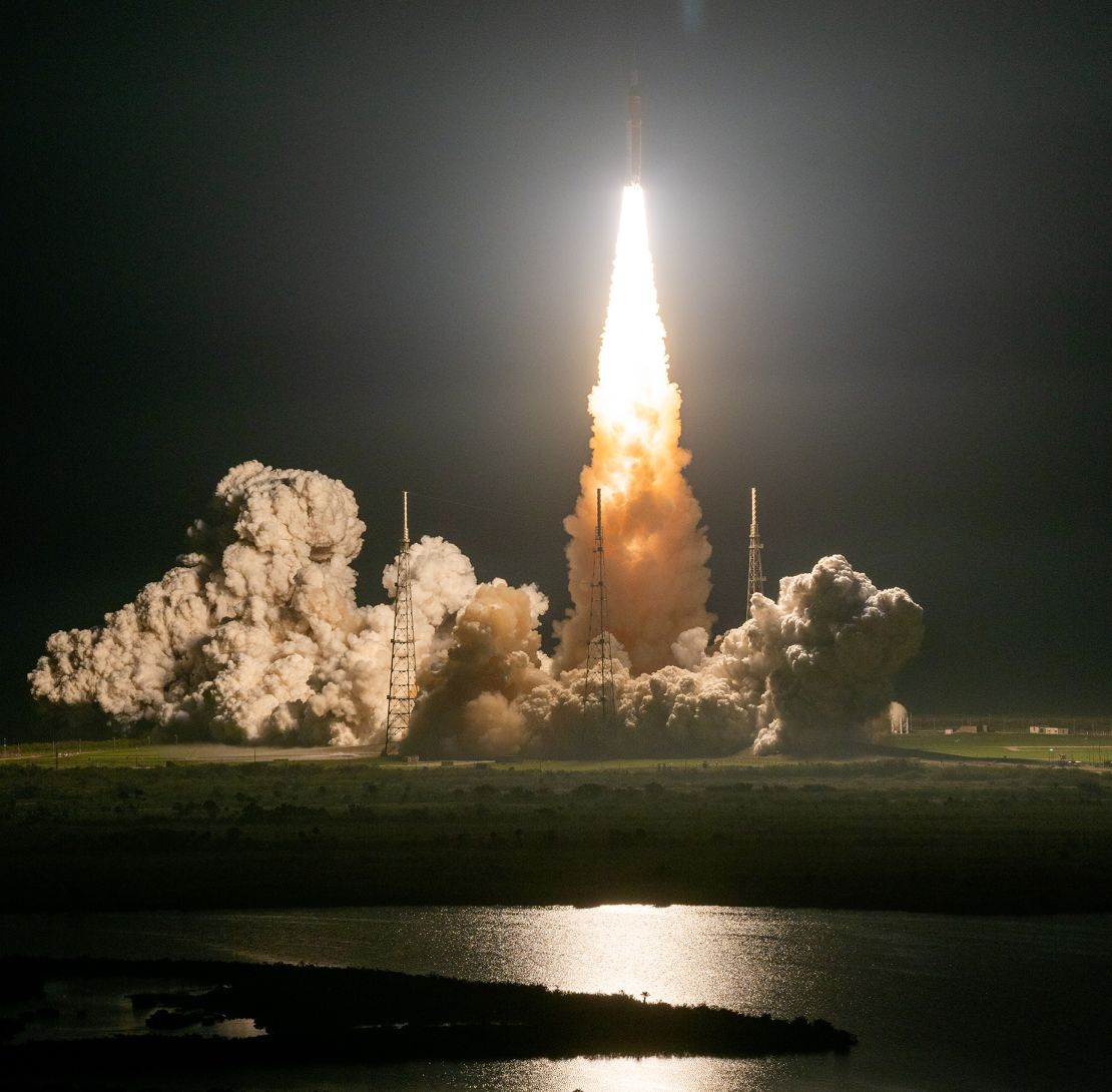 NASA's Space Launch System rocket carrying the Orion spacecraft launches on the Artemis I flight on November 16, 2022, from the Kennedy Space Center in Florida.