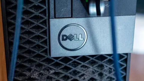 Getty Images Close-up of a Dell computer