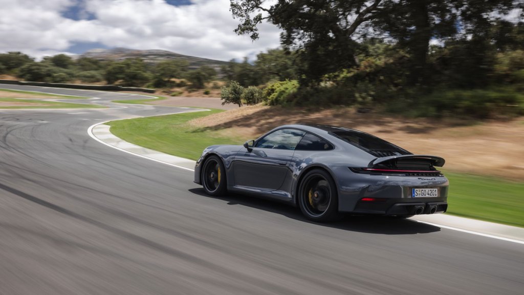 Driving the Porsche 911 Carrera GTS hybrid on the track.