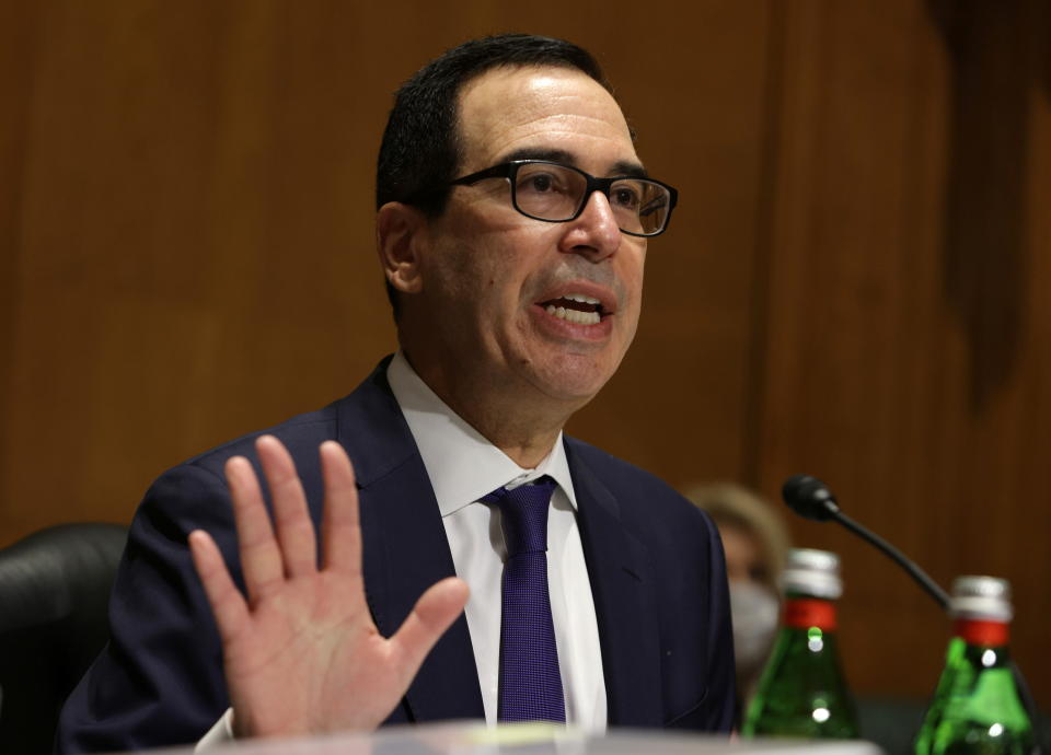 Treasury Secretary Steven Mnuchin testifies at a hearing on 