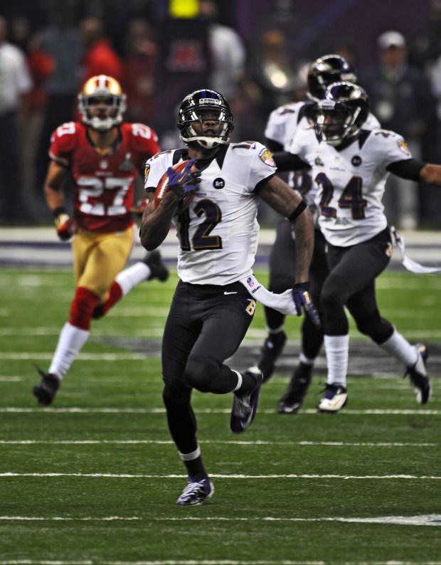 New Orleans, LA - 03/02/13 - Jacoby Jones (#12) of the Baltimore Ravens...