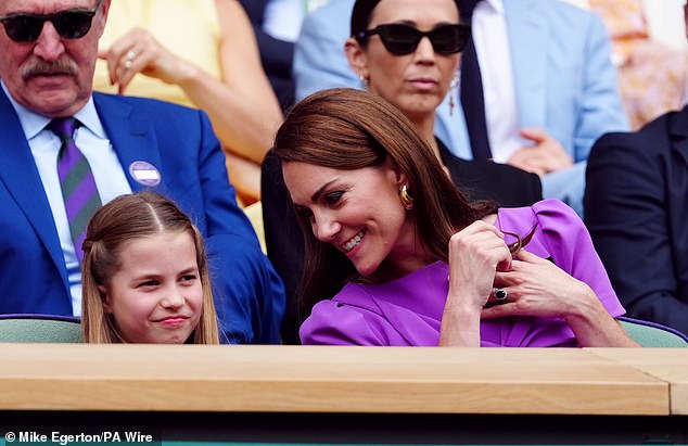 The mother-of-three, who has stepped away from public royal duties while undergoing treatment for cancer, was pictured with her daughter today