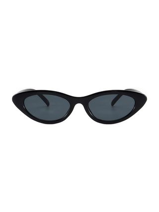 Dollger 90s Women's Trendy Sunglasses, Retro Black Fashion Cat Eye Sunglasses for Small Faces